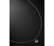 Large 14-Karat Blackened Gold Laboratory-Grown Sapphire Necklace