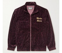 Logo-Embroidered Leopard-Print Cotton-Velvet Track Jacket