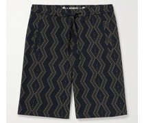 Tai gerade geschnittene Shorts aus gestreiftem Baumwoll-Jacquard mit Kordelzugbund