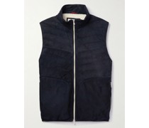Quilted Suede Down Gilet