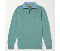 Slim-Fit Mélange Cashmere Half-Zip Sweater