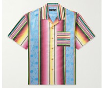 Hemd aus gestreiftem Baumwoll-Jacquard mit Reverskragen