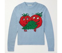 Pullover aus Jacquard-Strick aus Baumwolle mit recycelten Fasern