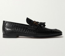 Sean Loafers aus Leder mit Krokodileffekt und Troddeln