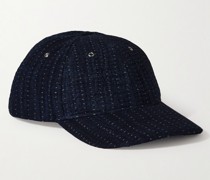 Sashiko Baseballkappe aus Baumwolle in Indigo-Färbung