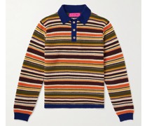 Gestreifter Pullover aus Kaschmir in Waffelstrick mit Polokragen