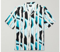 Multidimensional Hemd aus Twill mit Streifen und wandelbarem Kragen