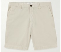 Gerade geschnittene Bermudashorts aus Baumwoll-Twill in Stückfärbung