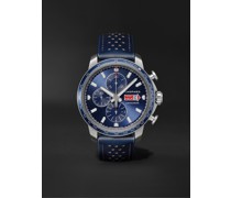 Mille Miglia GTS Azzurro Chrono Automatic Limited Edition 44 mm Uhr aus Edelstahl mit Lederarmband, Ref.-Nr. 168571-3007