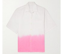 Camp-Collar Dip-Dyed Linen Shirt