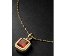 Large 14-Karat Gold Orange Sapphire Pendant Necklace