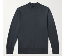 Mock-Neck Cotton-Blend Jersey Sweatshirt