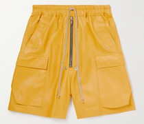 Gerade geschnittene Shorts aus Leder mit Kordelzugbund