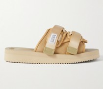 Moto-VS Sandalen aus Veloursleder mit Webband