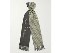 Wendbarer Schal aus Jacquard-Strick aus einer Wollmischung mit Logomuster und Fransen