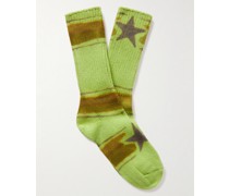 Socken aus einer Baumwollmischung in Rippstrick mit Streifen-Print