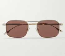 Goldfarbene Sonnenbrille mit eckigem Rahmen