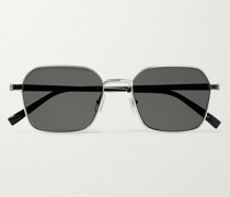 Square-Frame Silver-Tone and Acetate Sunglasses
