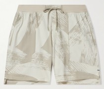 License to Train gerade geschnittene Shorts aus recyceltem Piqué mit Kordelzugbund und Print