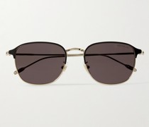 Sonnenbrille mit D-Rahmen aus Azetat und goldfarbenen Details