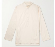 Nehru-Collar Cotton and Silk-Blend Poplin Half-Placket Shirt