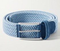 Geflochtener elastischer Gürtel mit Velourslederbesätzen, 3,5 cm