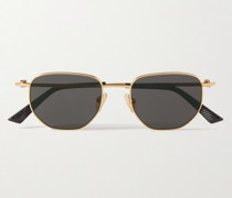 Goldfarbene Sonnenbrille mit rundem Rahmen