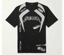 Logo-Embroidered Mesh-Trimmed Cotton-Jersey T-Shirt