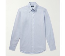 Hemd aus Baumwoll-Twill mit Button-Down-Kragen