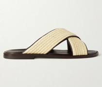 Otawi Woven Raffia and Leather Sandals