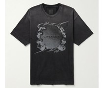 Ring Oversized-T-Shirt aus Baumwoll-Jersey mit Logoprint in Distressed-Optik