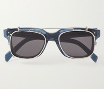 Wandelbare Brille mit eckigem Rahmen aus Azetat und silberfarbenen Details