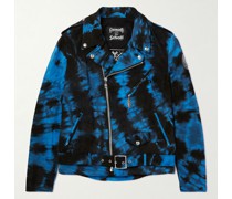 + Grateful Dead schmal geschnittene Bikerjacke aus Veloursleder mit Batikmuster