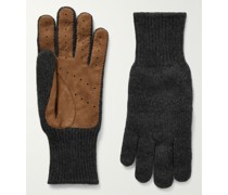 Handschuhe aus Kaschmir mit Velourslederbesatz