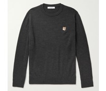 Pullover aus Wolle mit Logoapplikation