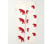 Bear gerade geschnittene Hose aus Baumwoll-Canvas mit Applikationen