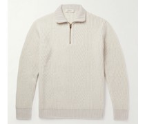 Ribbed Cashmere Half-Zip Sweater