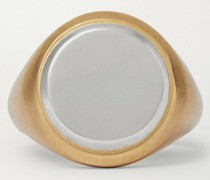 18-Karat Gold and Sterling Silver Signet Ring