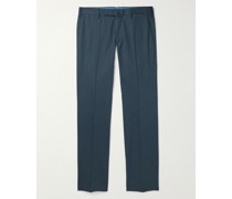 Schmal geschnittene Hose aus Baumwollpopeline mit Stretch-Anteil