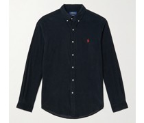 Schmal geschnittenes Hemd aus Baumwollcord mit Button-Down-Kragen