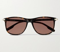 Sonnenbrille mit eckigem Rahmen aus Azetat in Schildpattoptik