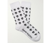Skull-Intarsia Cotton-Blend Socks