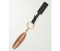 Surf Logo-Print Wood and Brass Key Ring