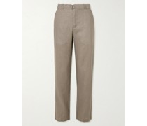 Gerade geschnittene Hose aus Leinen mit Gürtel