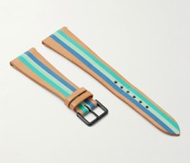 Aquamarine Uhrenarmband aus Leder mit Streifen
