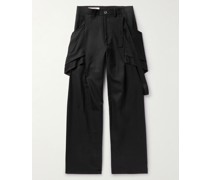 Gerade geschnittene Hose aus Wolle mit drapierten Details