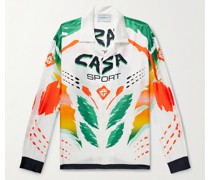 Casa Moto Hemd aus bedrucktem Seiden-Twill mit wandelbarem Kragen