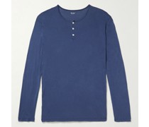 Henley Shirt aus Baumwoll-Jersey in Stückfärbung