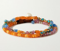Paloma Wickelarmband aus Kordel mit mehreren Steinen und Details aus Sterlingsilber und Leder