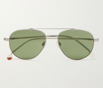 Roadster 54 polarisierte Pilotensonnenbrille aus goldfarbenem Titan und Azetat